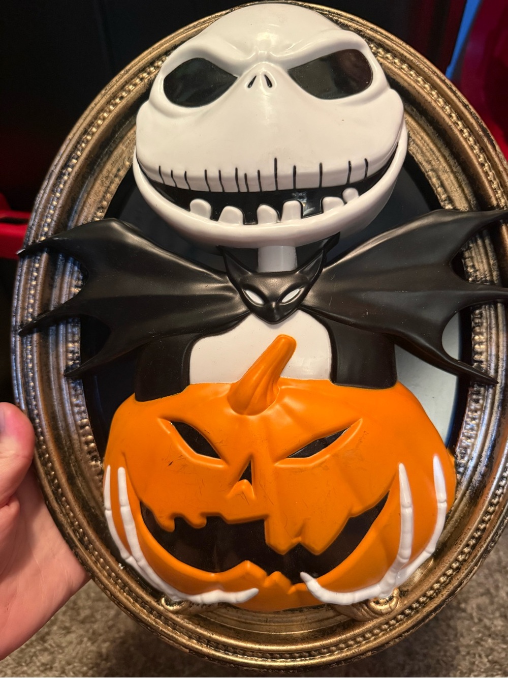 Disney Jack Skellington Pumpkin Face Mask Wall Accent - White Black Orange